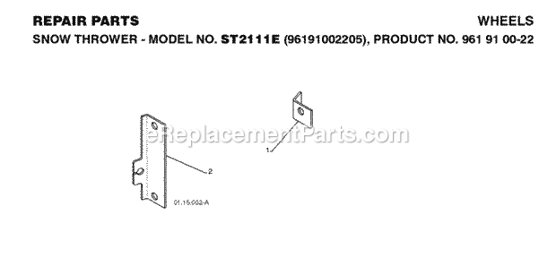 Jonsered ST 2111 E - 96191002205 (2008-08) Snow Blower Page AA Diagram