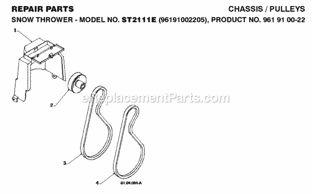 Jonsered ST 2111 E - 96191002205 (2008-08) Snow Blower Chassis Enclosures Diagram