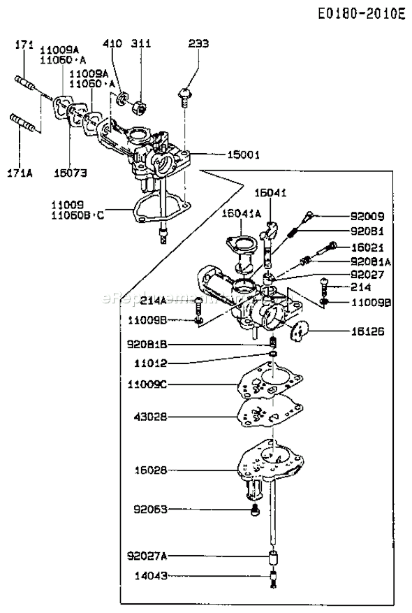 Kawasaki FA130D-AT62  4 Stroke Engine Page B Diagram