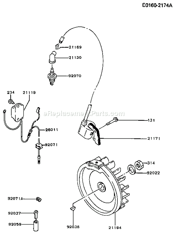Kawasaki FA210D-AS21 4 Stroke Engine Page F Diagram