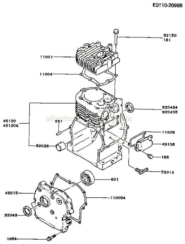 Kawasaki FA210D-ES10 4 Stroke Engine Page E Diagram