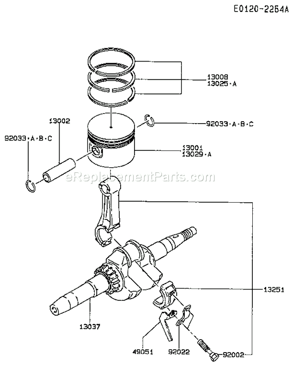 Kawasaki FA210D-HS05  4 Stroke Engine Page J Diagram