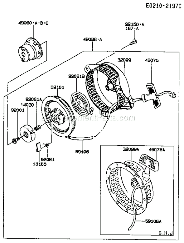 Kawasaki FA210D-HS05  4 Stroke Engine Page K Diagram