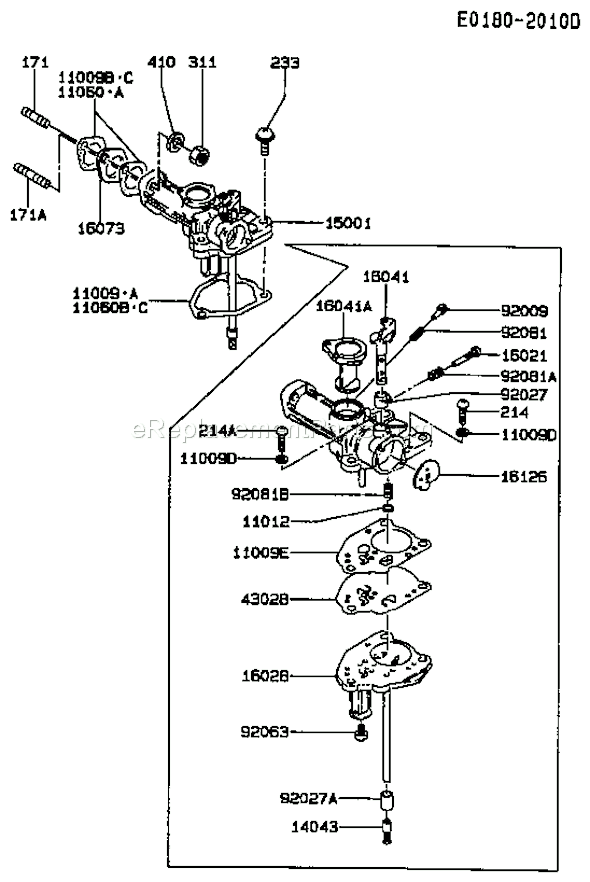 Kawasaki FA210D-HS05  4 Stroke Engine Page B Diagram