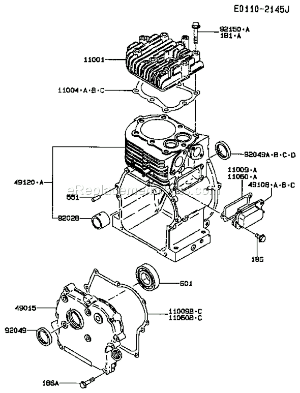 Kawasaki FA210D-HS05  4 Stroke Engine Page E Diagram