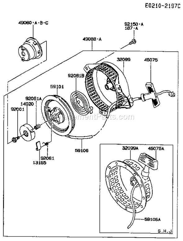 Kawasaki FA210D JS05 4 Stroke Engine Page K Diagram