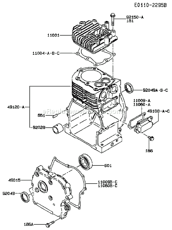 Kawasaki FA210D MS00 4 Stroke Engine Page E Diagram