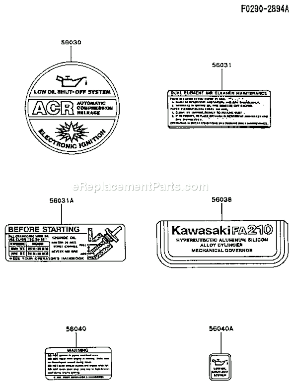 Kawasaki FA210D MS00 4 Stroke Engine Page H Diagram
