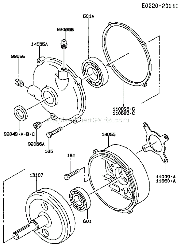 Kawasaki FA210R-HS00  4 Stroke Engine Page J Diagram