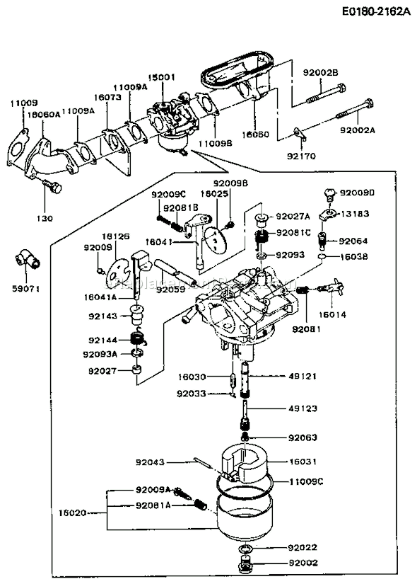 Kawasaki FB460V-AS28 4 Stroke Engine Page B Diagram