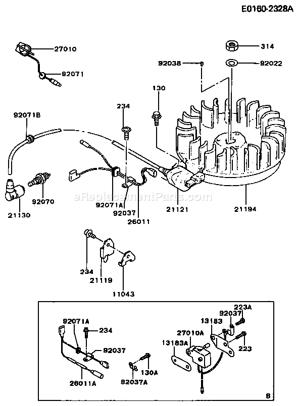 Kawasaki FB460V-AS29 4 Stroke EngineParts Page F Diagram