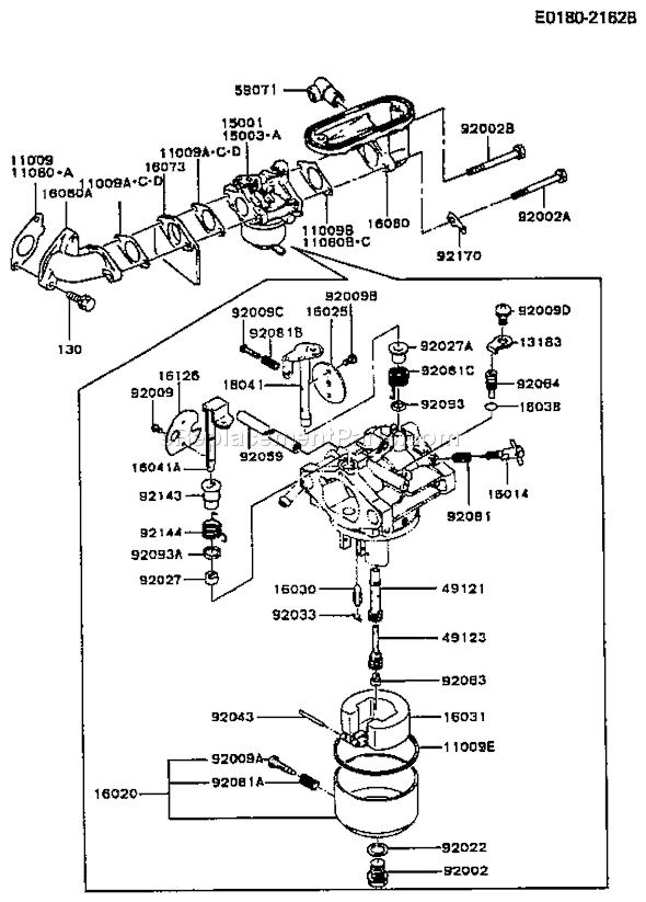 Kawasaki FB460V-BS20 4 Stroke Engine Page B Diagram