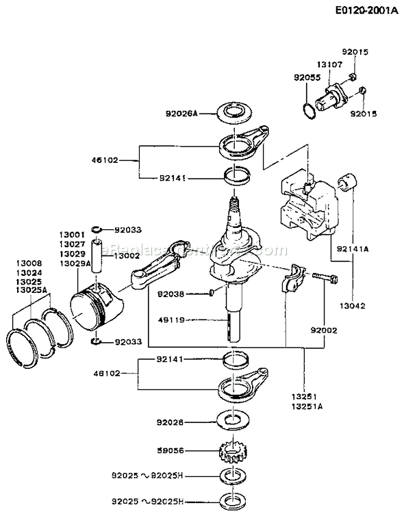 Kawasaki FB460V-BS26 4 Stroke Engine Page J Diagram