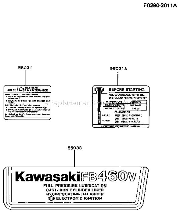 Kawasaki FB460V-BS28 4 Stroke Engine Page G Diagram