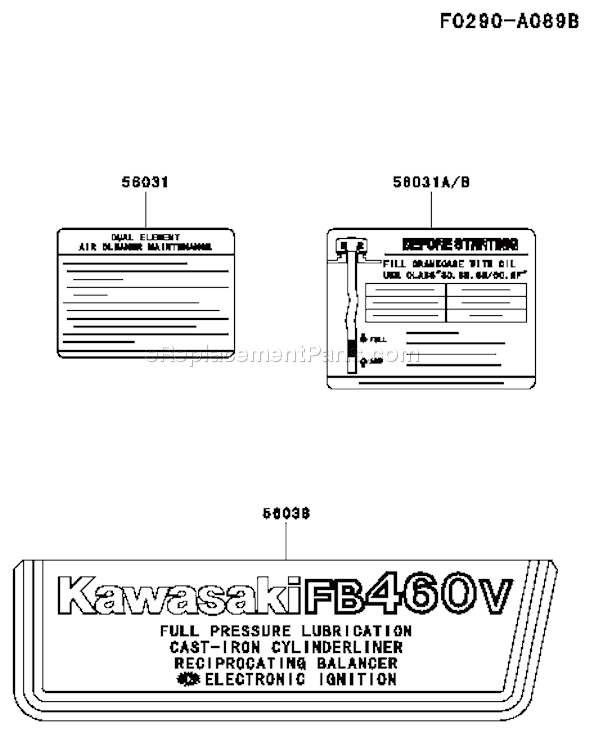 Kawasaki FB460V-FS29 4 Stroke EngineParts Page G Diagram