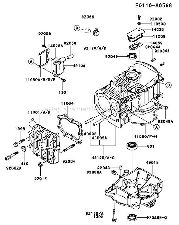 Kawasaki FB460V-KS08 4 Stroke EngineParts Page E Diagram