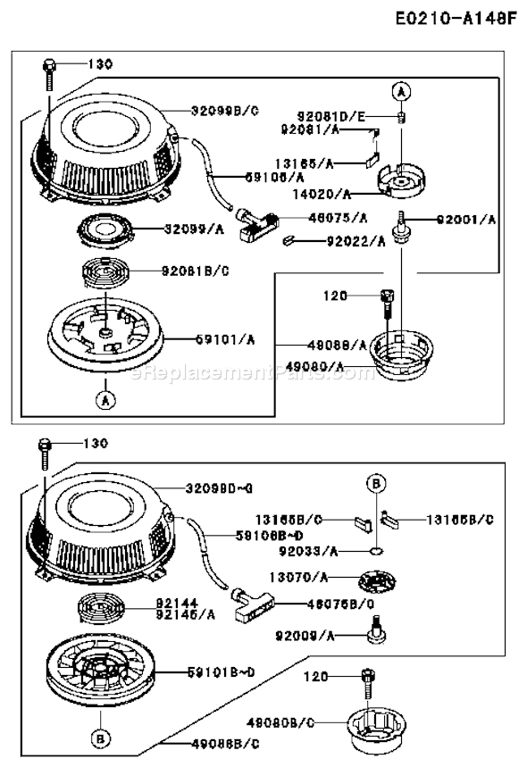 Kawasaki FB460V-MS08 4 Stroke EngineParts Page J Diagram