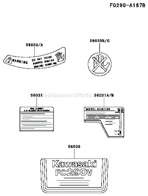 Kawasaki FC290V-ES05 4 Stroke Engine Page H Diagram