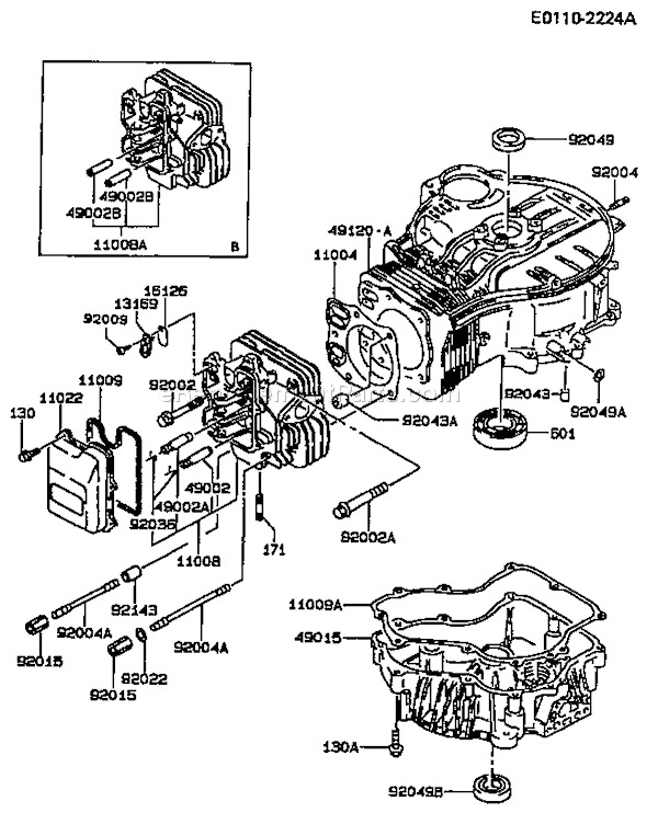 Kawasaki FC420V-AS08 4 Stroke Engine Page E Diagram