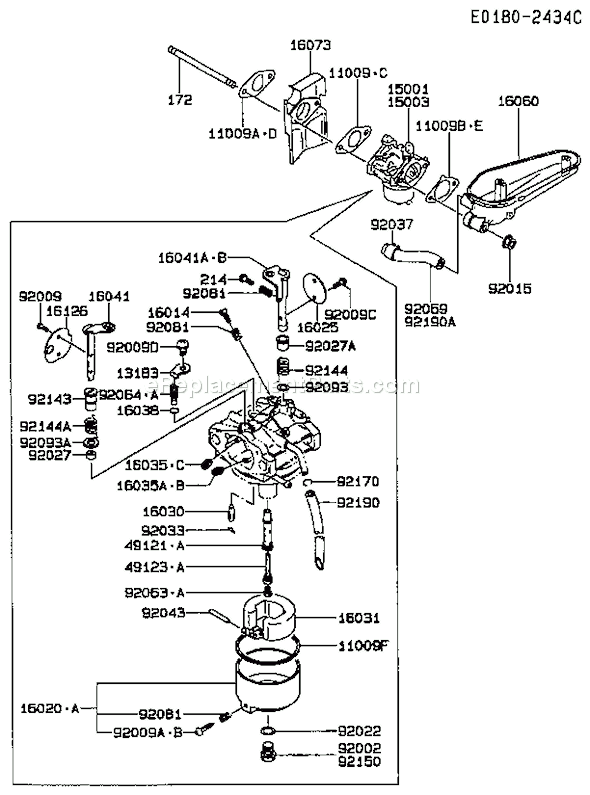 Kawasaki FC420V-BS07 4 Stroke Engine Page B Diagram