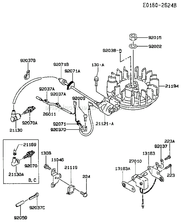 Kawasaki FC420V-BS07 4 Stroke Engine Page F Diagram