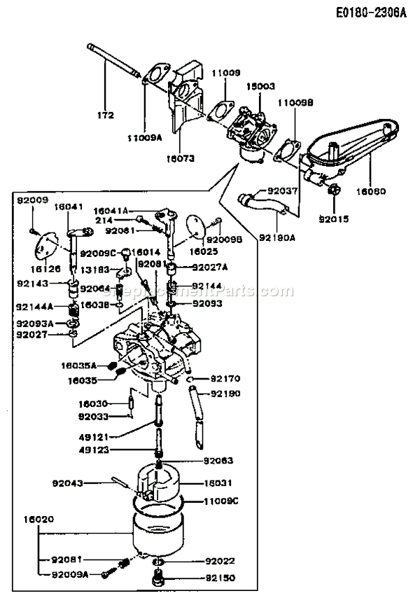 Kawasaki FC420V-BS13 4 Stroke Engine Page B Diagram