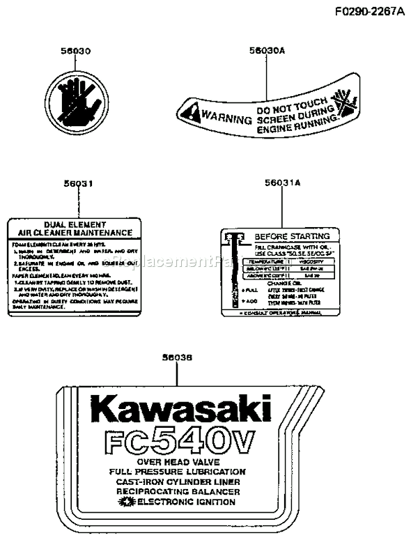 Kawasaki FC540V-BS07 4 Stroke Engine Page H Diagram