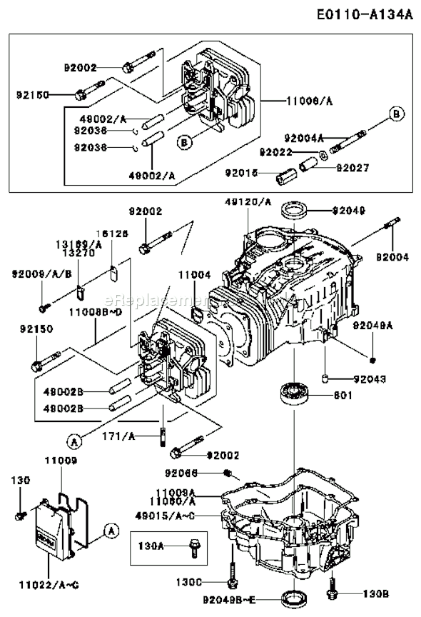 Kawasaki FC540V-CS03 4 Stroke Engine Page E Diagram