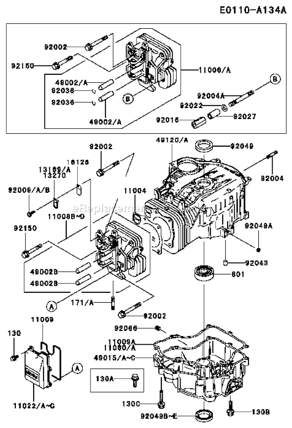 Kawasaki FC540V-GS03 4 Stroke Engine Page E Diagram