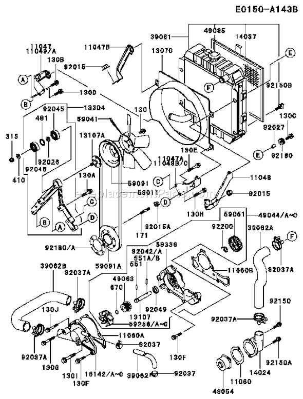 Kawasaki FD620D-AS12 4 Stroke Engine Page D Diagram