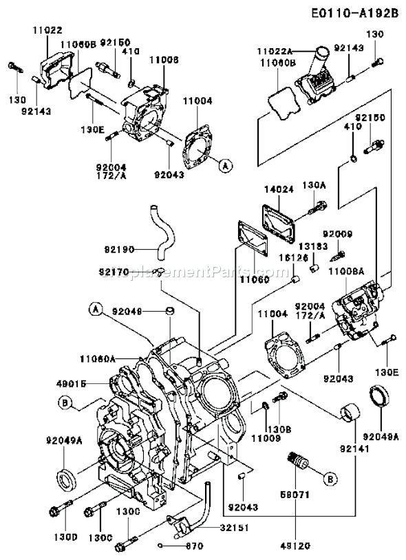 Kawasaki FD620D-AS12 4 Stroke Engine Page E Diagram