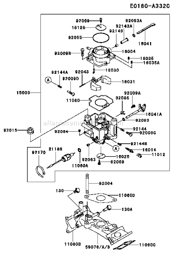 Kawasaki FD620D-AS20 4 Stroke Engine Page B Diagram