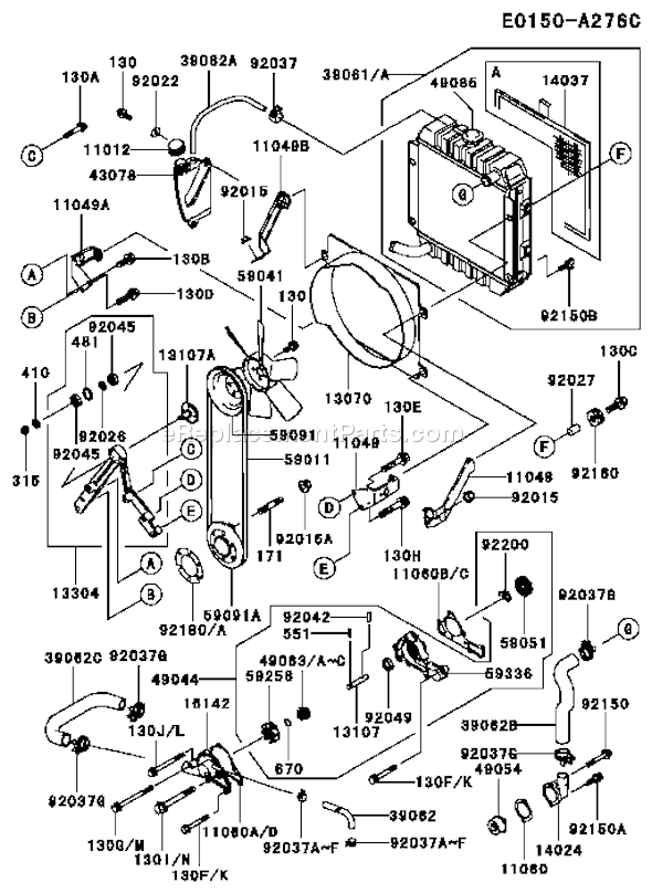 Kawasaki FD620D-AS20 4 Stroke Engine Page D Diagram