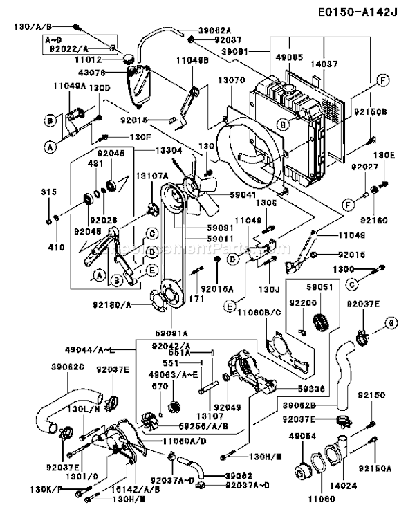 Kawasaki FD620D-BS13 4 Stroke Engine Page D Diagram