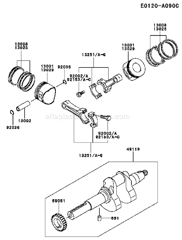 Kawasaki FD620D-FS12 4 Stroke Engine Page J Diagram