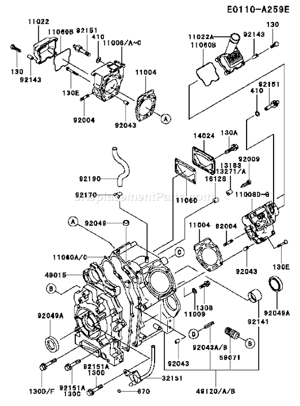 Kawasaki FD620D-JS12 4 Stroke Engine Page E Diagram