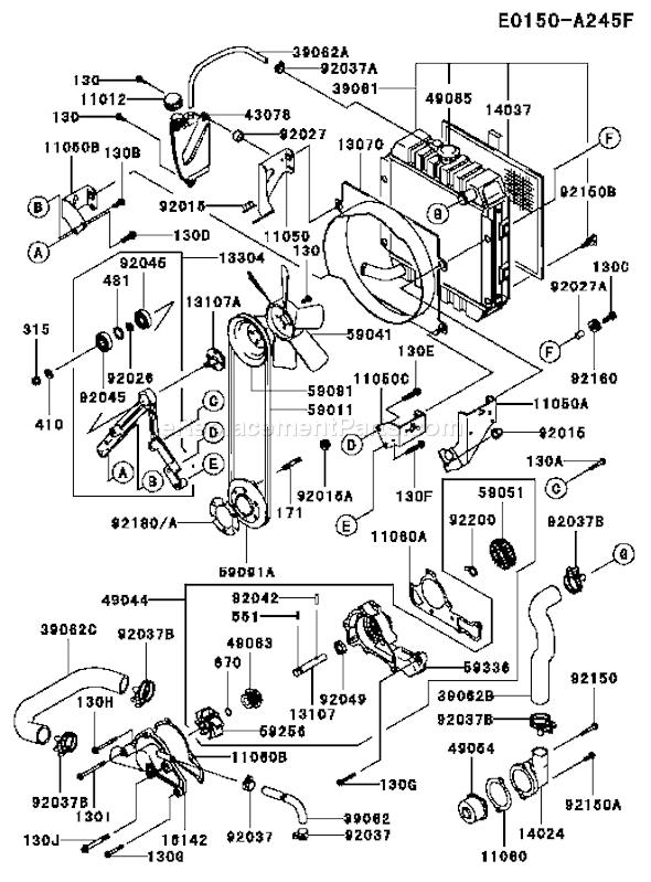 Kawasaki FD620D-MS12 4 Stroke Engine Page D Diagram