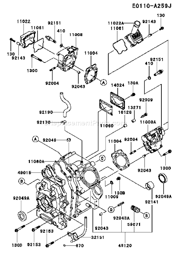 Kawasaki FD620D-MS12 4 Stroke Engine Page E Diagram