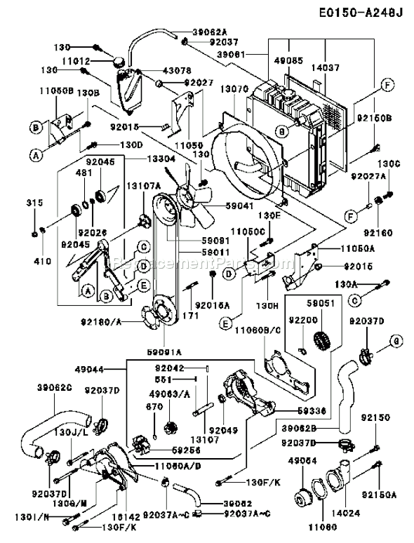 Kawasaki FD661D-AS00 4 Stroke Engine Page D Diagram