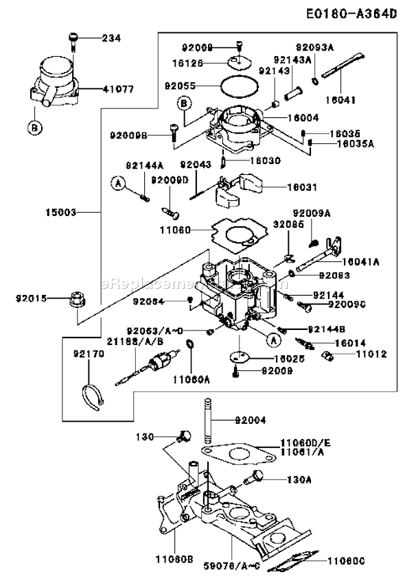 Kawasaki FD661D-AS03 4 Stroke Engine Page B Diagram