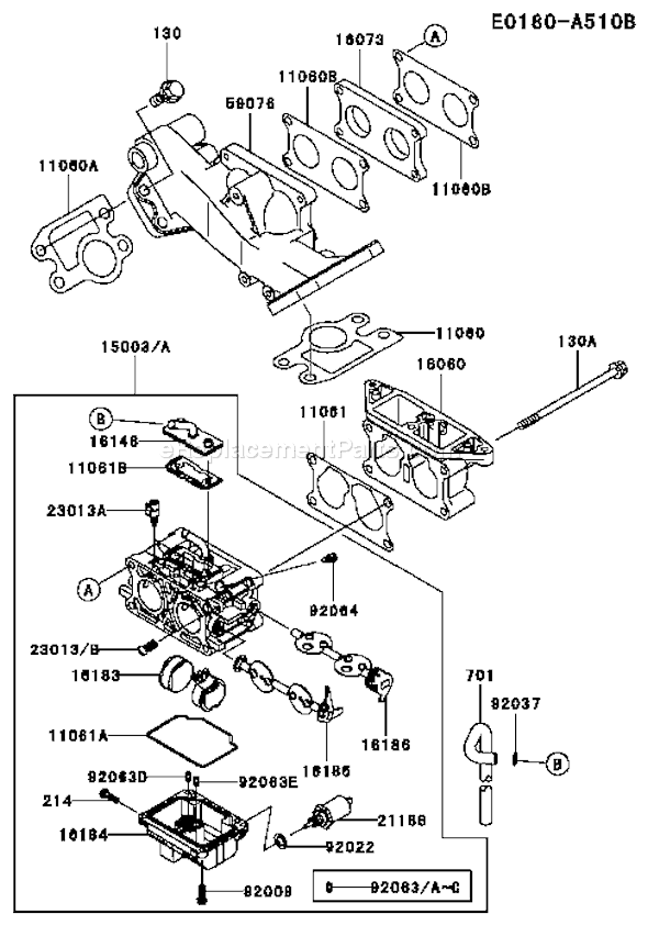 Kawasaki FD671D-AS01 4 Stroke Engine Page B Diagram