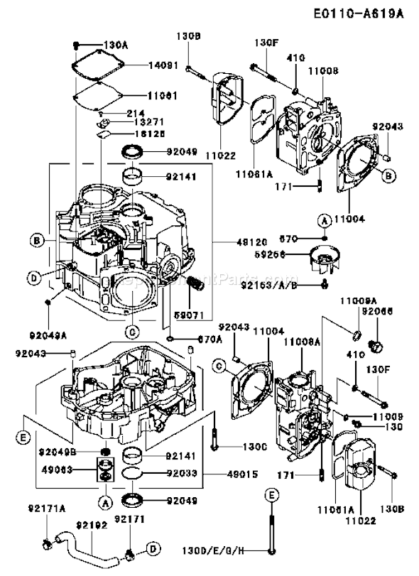 Kawasaki FD731V-BS05 4 Stroke Engine Page E Diagram