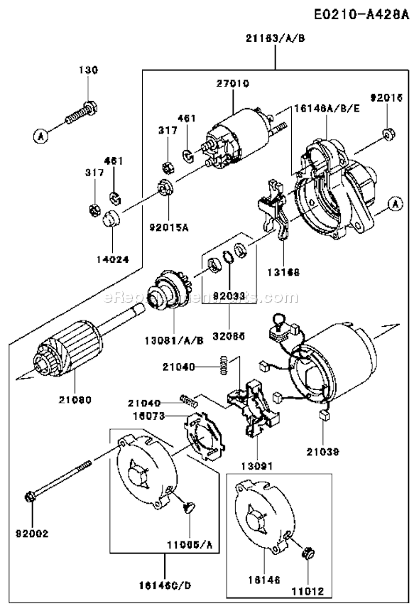 Kawasaki FD750D-AS08 4 Stroke Engine Page K Diagram