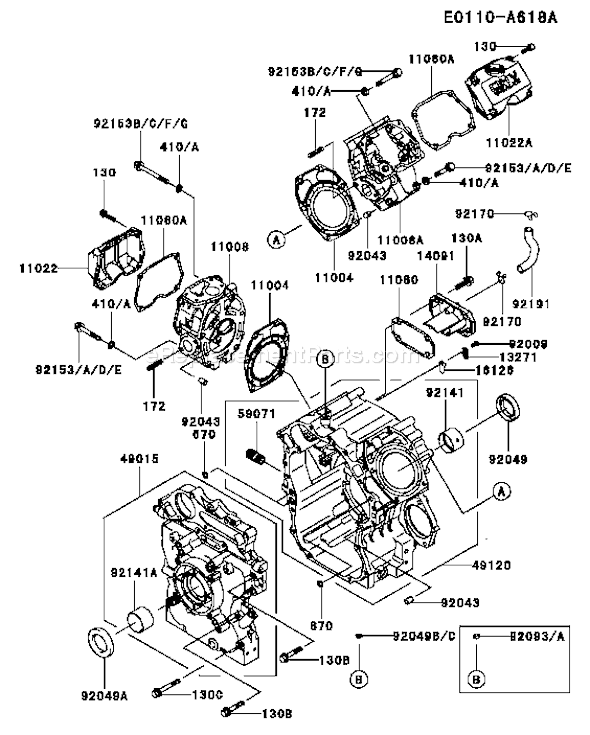 Kawasaki FD750D-AS09 4 Stroke Engine Page E Diagram
