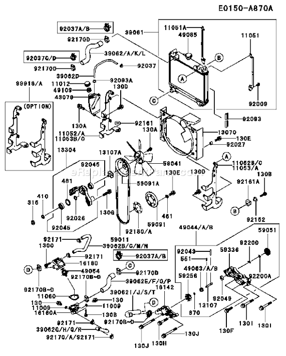 Kawasaki FD750D-BS08 4 Stroke Engine Page D Diagram