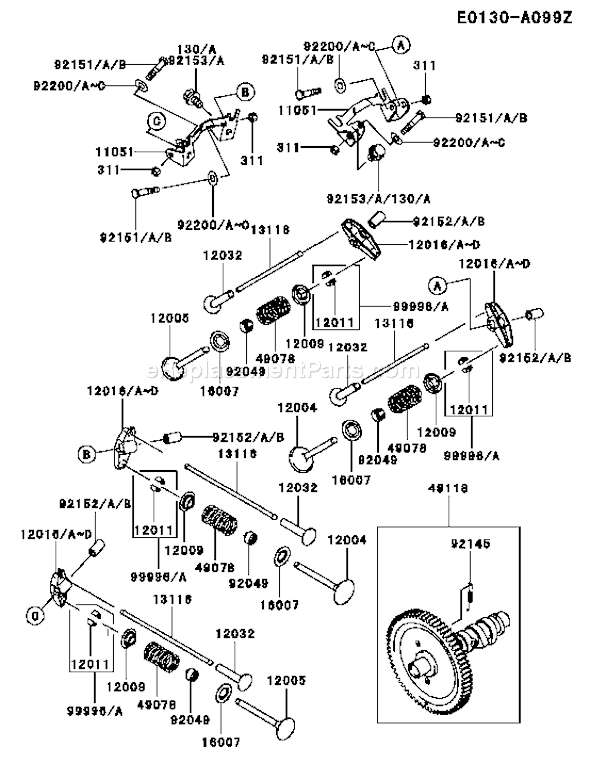 Kawasaki FD750D-CS03 4 Stroke Engine Page K Diagram