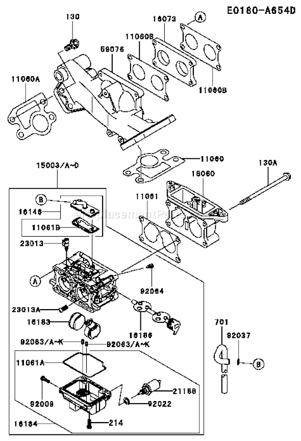 Kawasaki FD750D-CS09 4 Stroke Engine Page B Diagram
