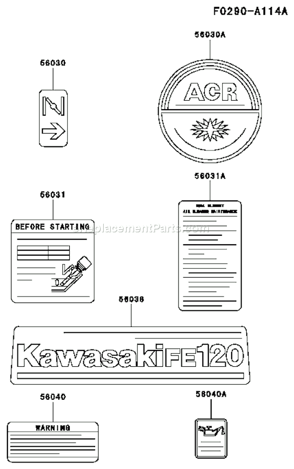 Kawasaki FE120D-AS01 4 Stroke Engine Page H Diagram