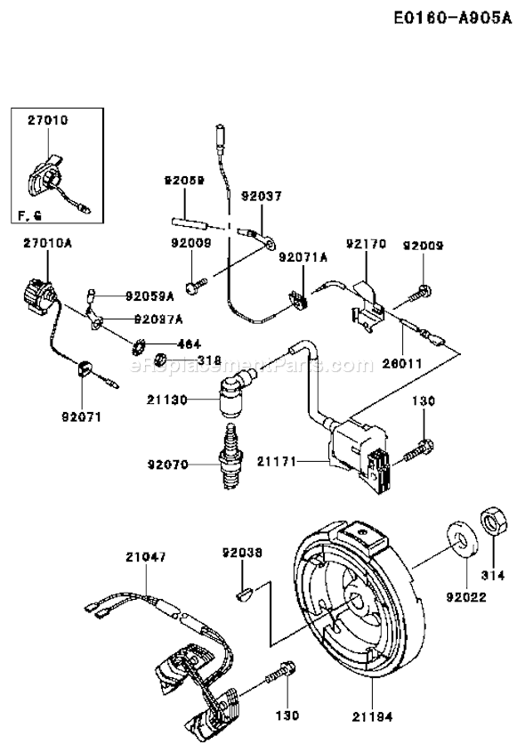 Kawasaki FE120D-HS02 4 Stroke Engine Page F Diagram