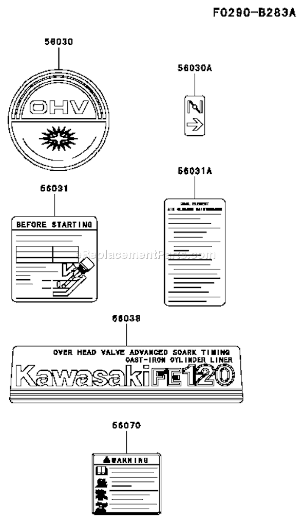 Kawasaki FE120G-AS03 4 Stroke Engine Page H Diagram